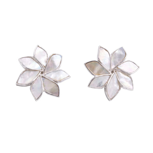 Pendientes Marisel Plata Blanco nácar