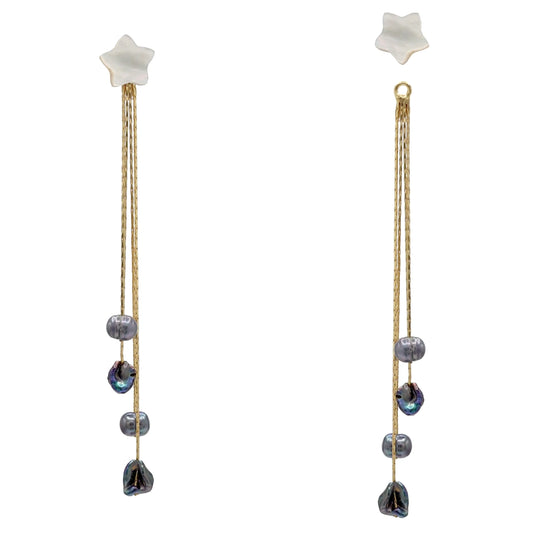 Pendientes Nebula Desmontable Blanco nácar y perla dark