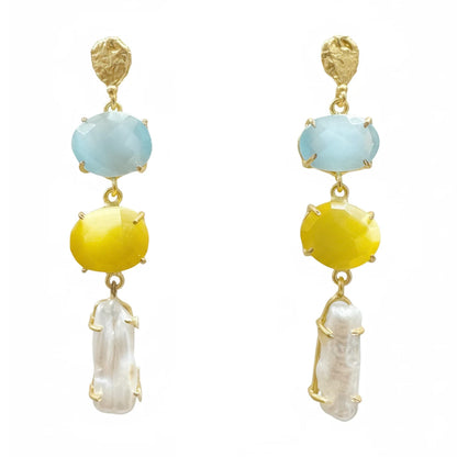 Pendientes Neda Azul, Amarillo y Perla