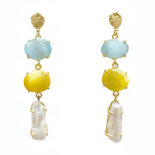 Pendientes Neda Azul, Amarillo y Perla