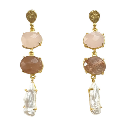 Pendientes Neda Rosa palo, Terracota soft y Perla