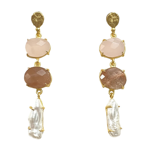Pendientes Neda Rosa palo, Terracota soft y Perla