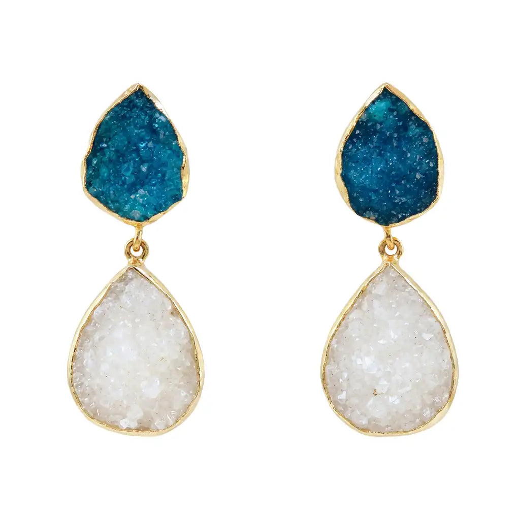 Pendientes Notredame Azul turquesa y Blanco