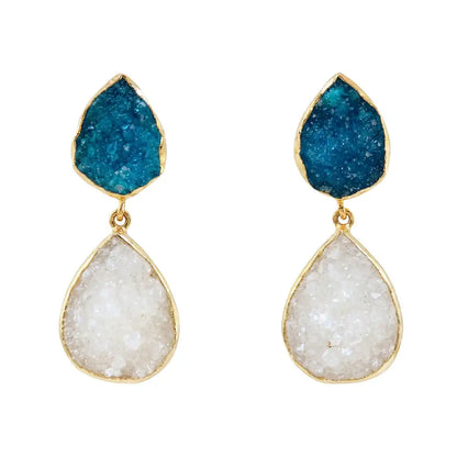 Pendientes Notredame Azul turquesa y Blanco