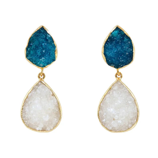 Pendientes Notredame Azul turquesa y Blanco