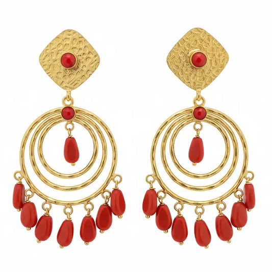 Pendientes Ondula Rojo