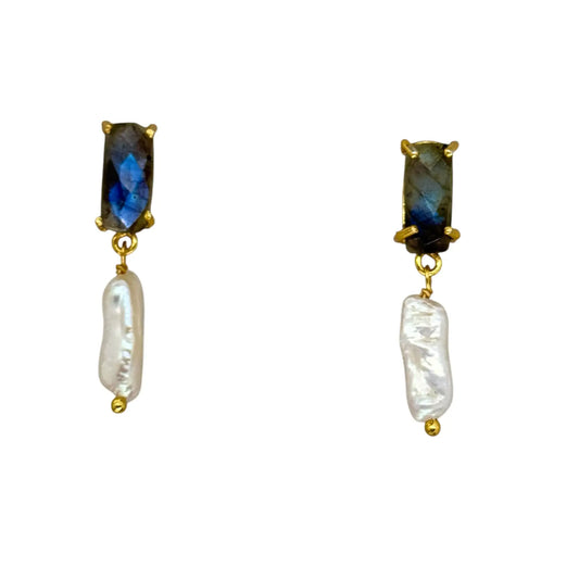 Pendientes Onice Labradorita y Perla