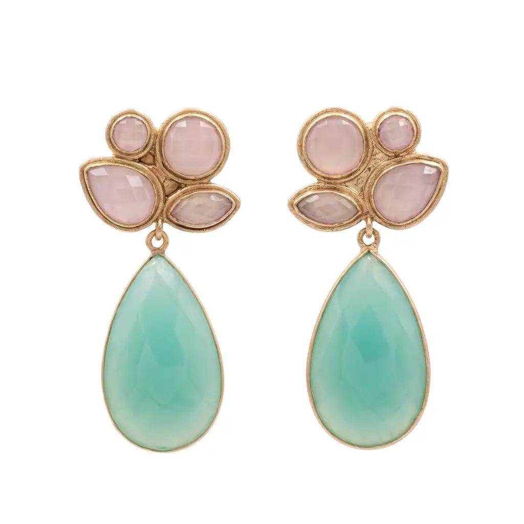 Pendientes Paraiso Rosa claro y Verde agua
