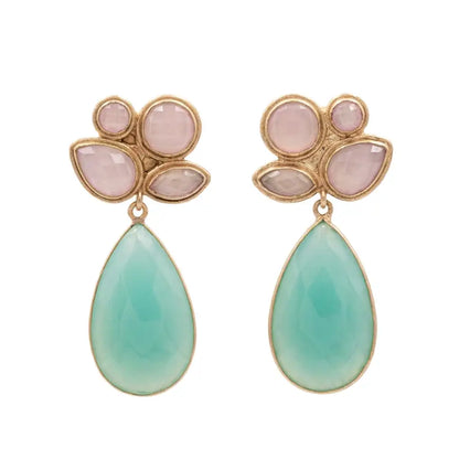 Pendientes Paraiso Rosa claro y Verde agua