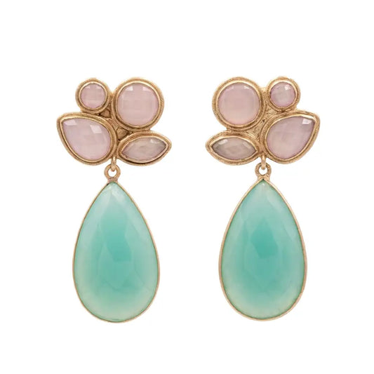 Pendientes Paraiso Rosa claro y Verde agua
