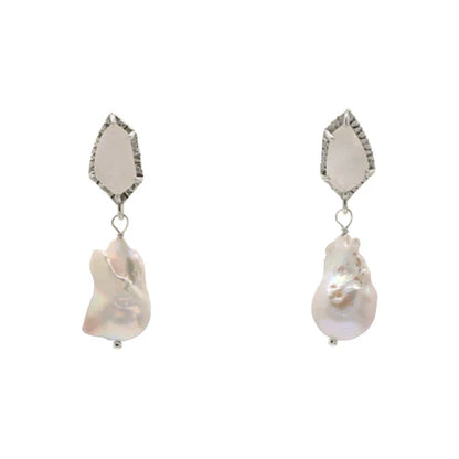 Pendientes Perlá Ed. Limitada Plata Piedra Lunar y Perla