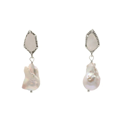 Pendientes Perlá Ed. Limitada Plata Piedra Lunar y Perla