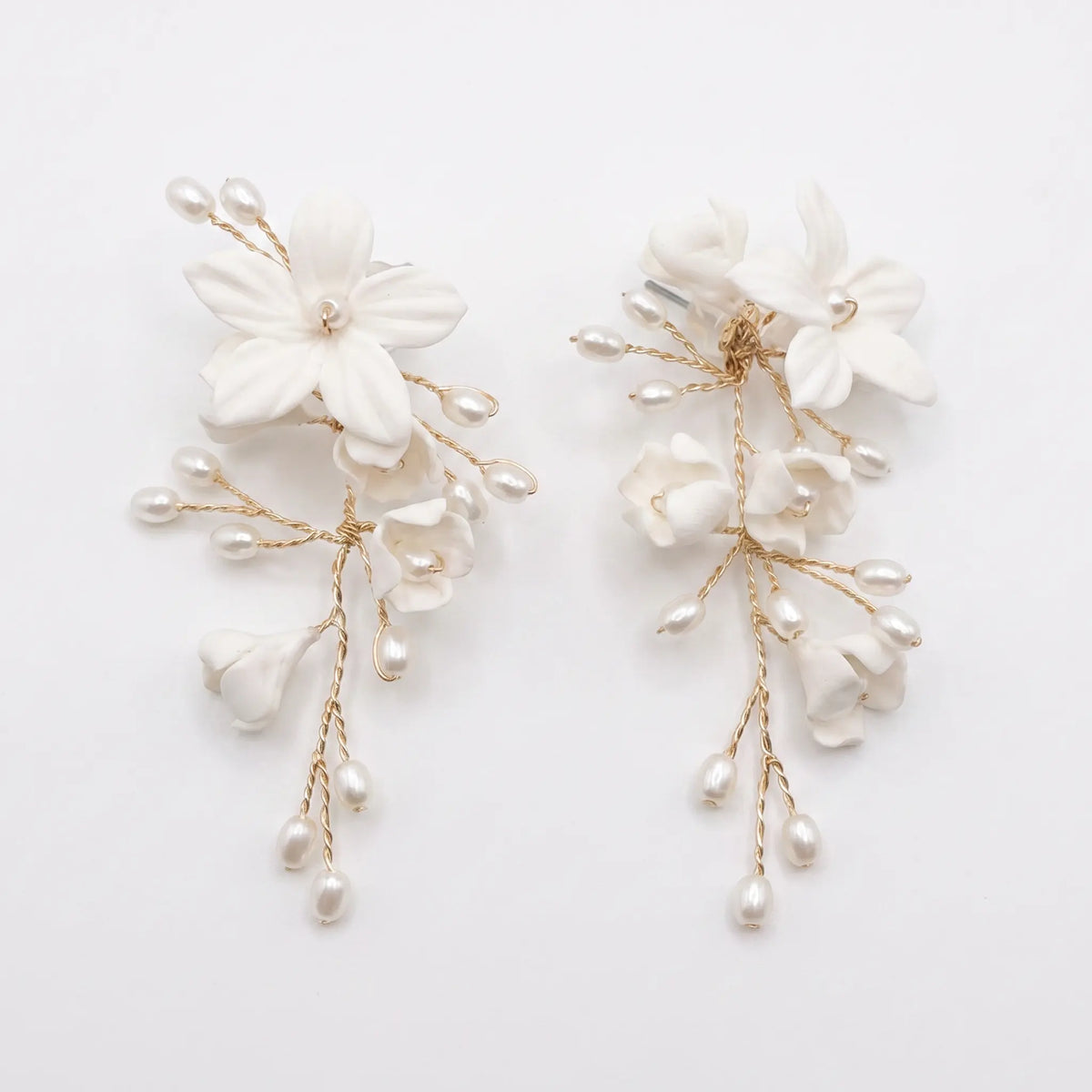 Pendientes Pulana Flores Blanco Perlas