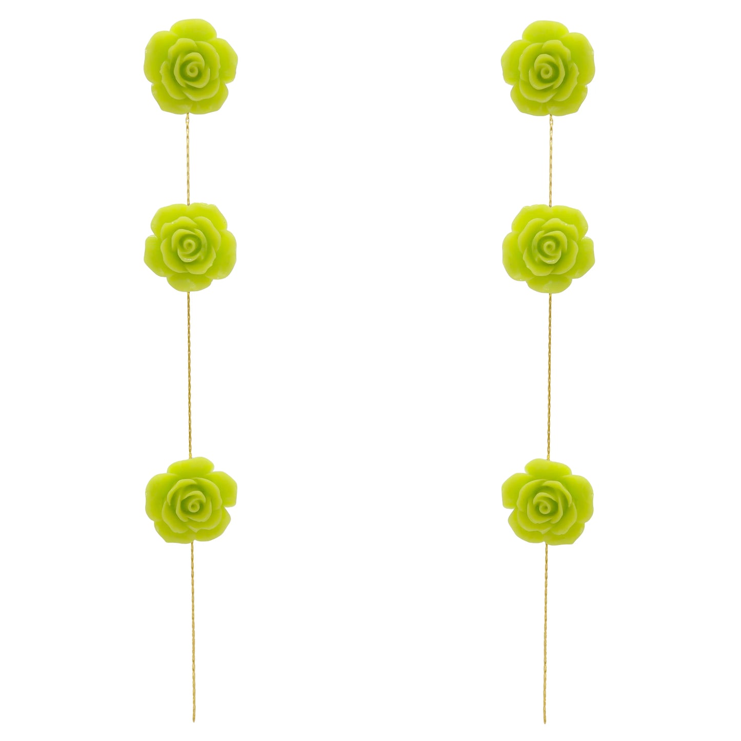 Pendientes Rociera 3 Flores Ed. Limitada Verde Lima