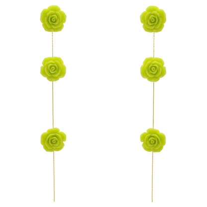 Pendientes Rociera 3 Flores Ed. Limitada Verde Lima