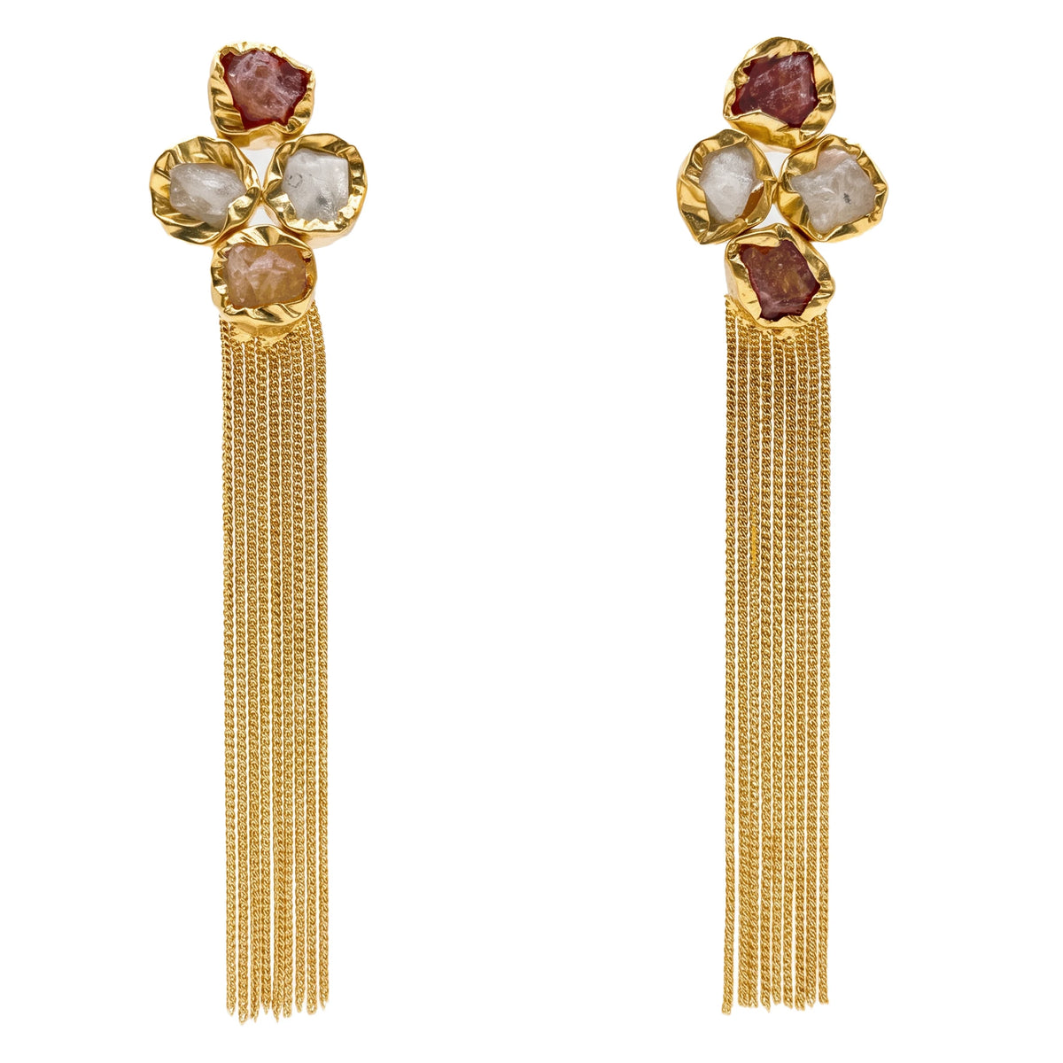 Pendientes Safi Rough Flecos Naranja y Blanco