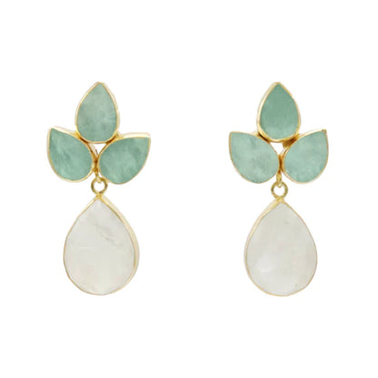 Pendientes Sauce Ed. Limitada Verde agua Amazonita y Piedra Lunar