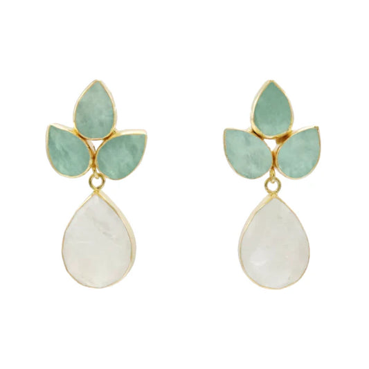 Pendientes Sauce Ed. Limitada Verde agua Amazonita y Piedra Lunar