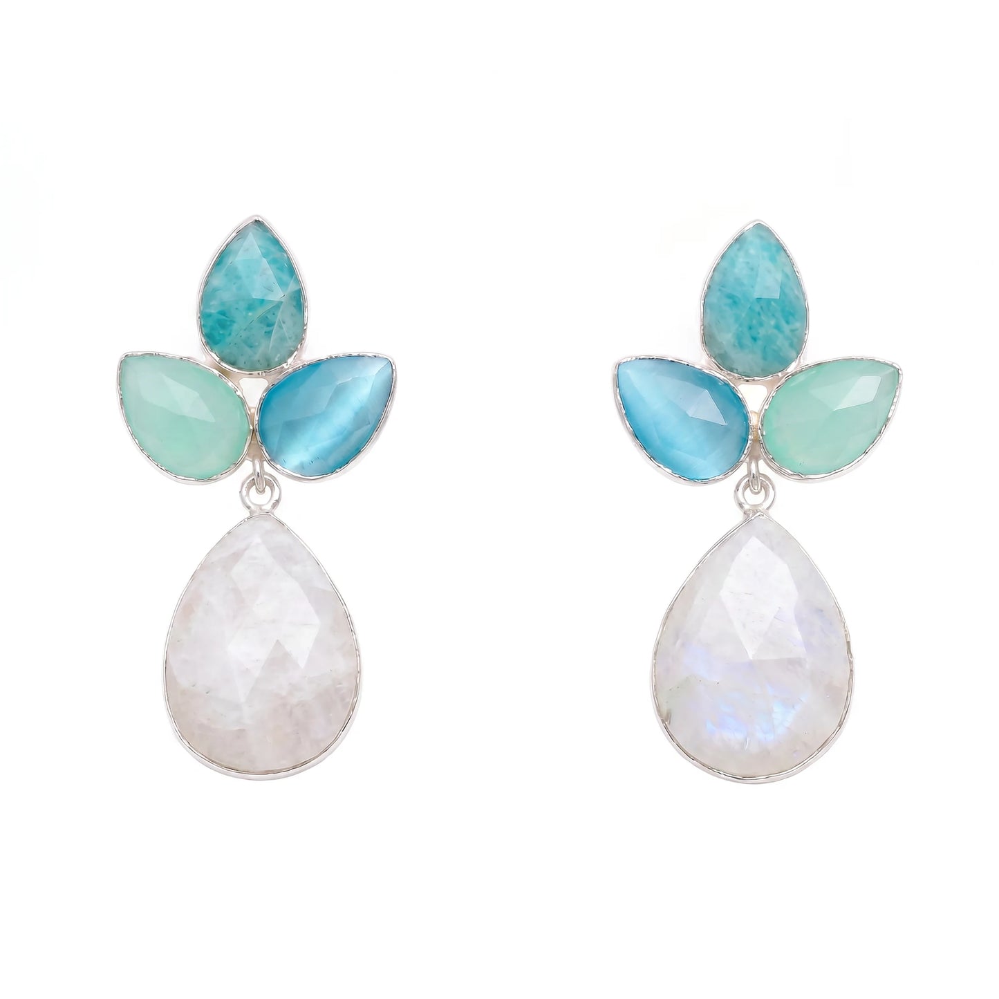 Pendientes Sauce Ed. Limitada Plata Azules, aguas y Piedra Lunar