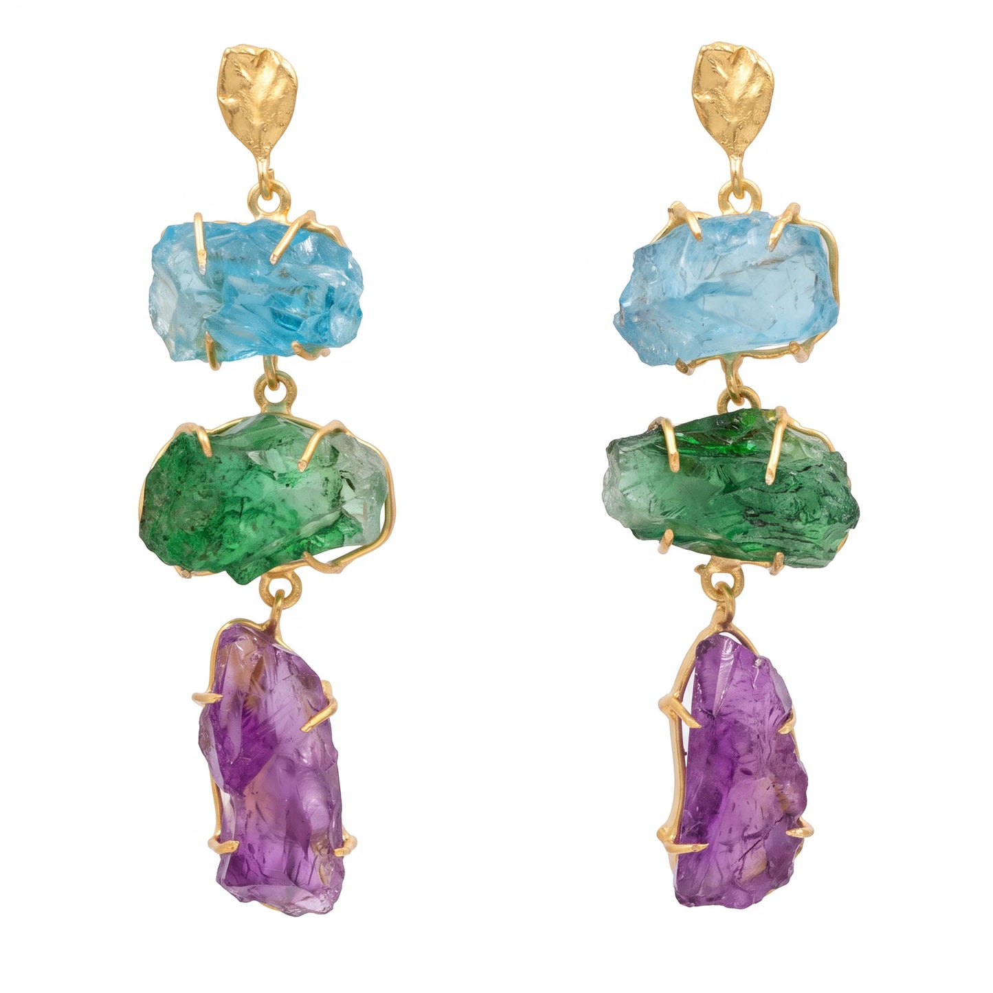 Pendientes Terral Rough Azul turquesa, Verde y Morado