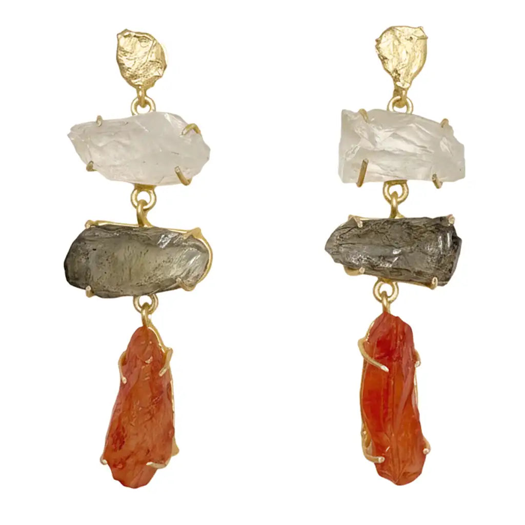 Pendientes Terral Rough Blanco, Verde y Naranja