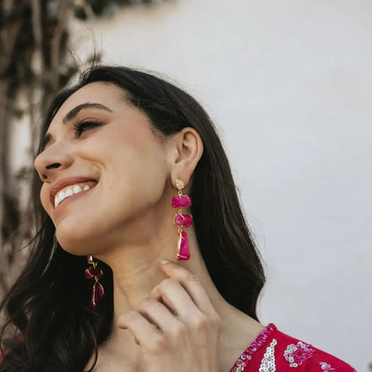 Terral Rough Fuchsia Earrings