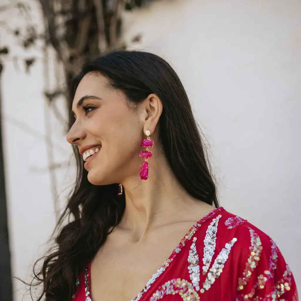Terral Rough Fuchsia Earrings