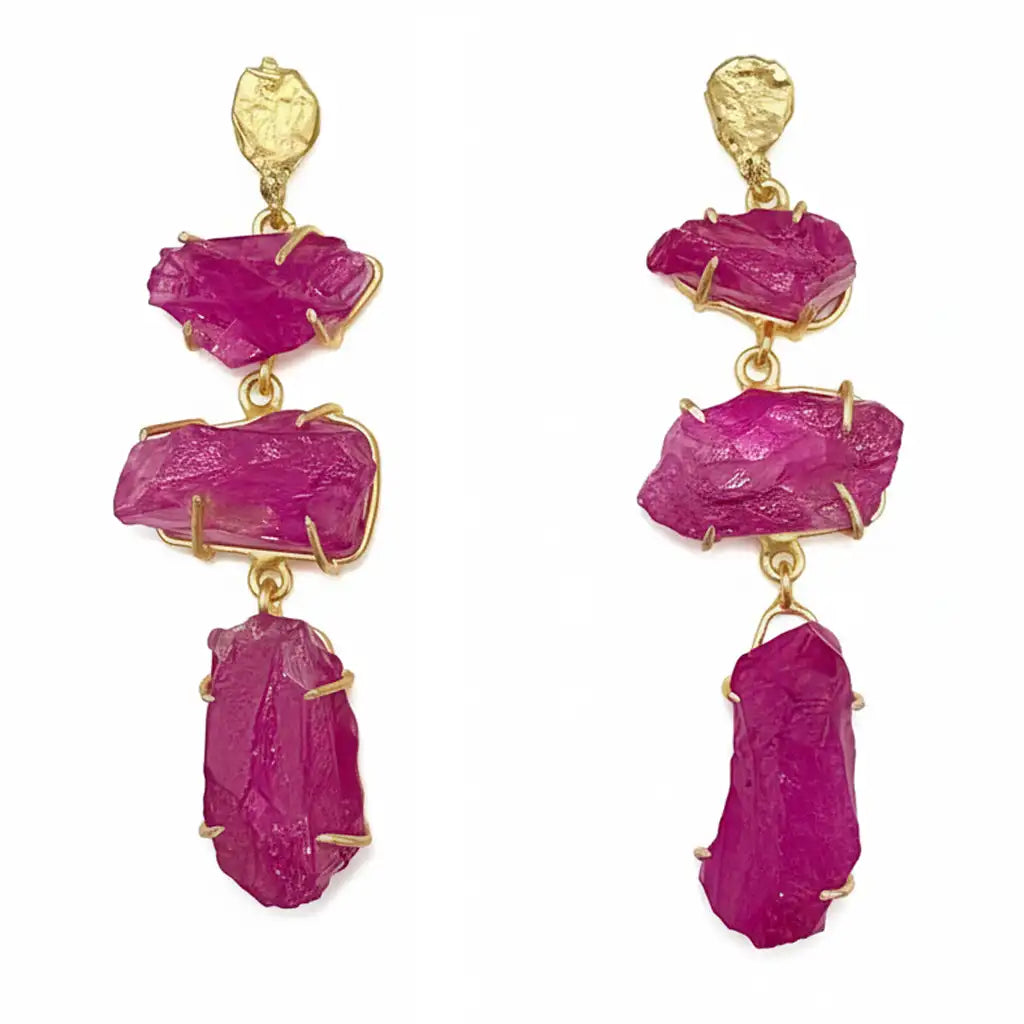 Pendientes Terral Rough Fucsia