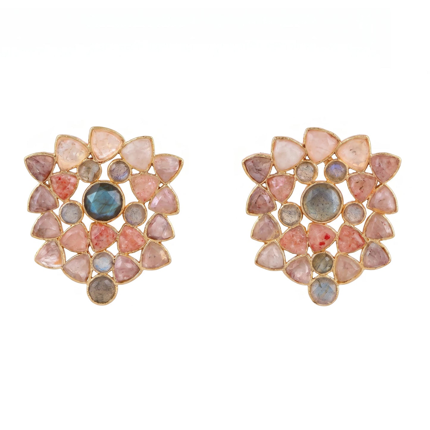 Triana Earrings Ruby, Labradorite and White