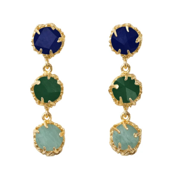 Pendientes Triología Ed. Limitada Azul Lapis, Verde y Amazonita