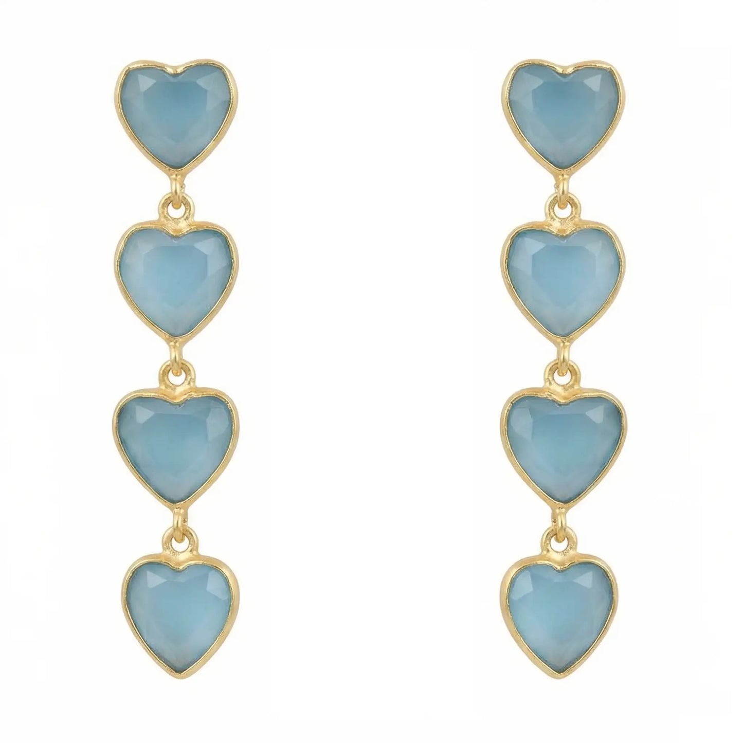 Pendientes Valan Corazones Azul Claro