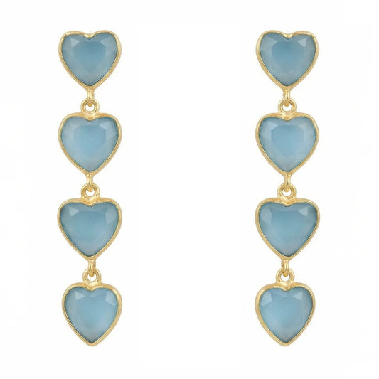 Pendientes Valan Corazones Azul Claro