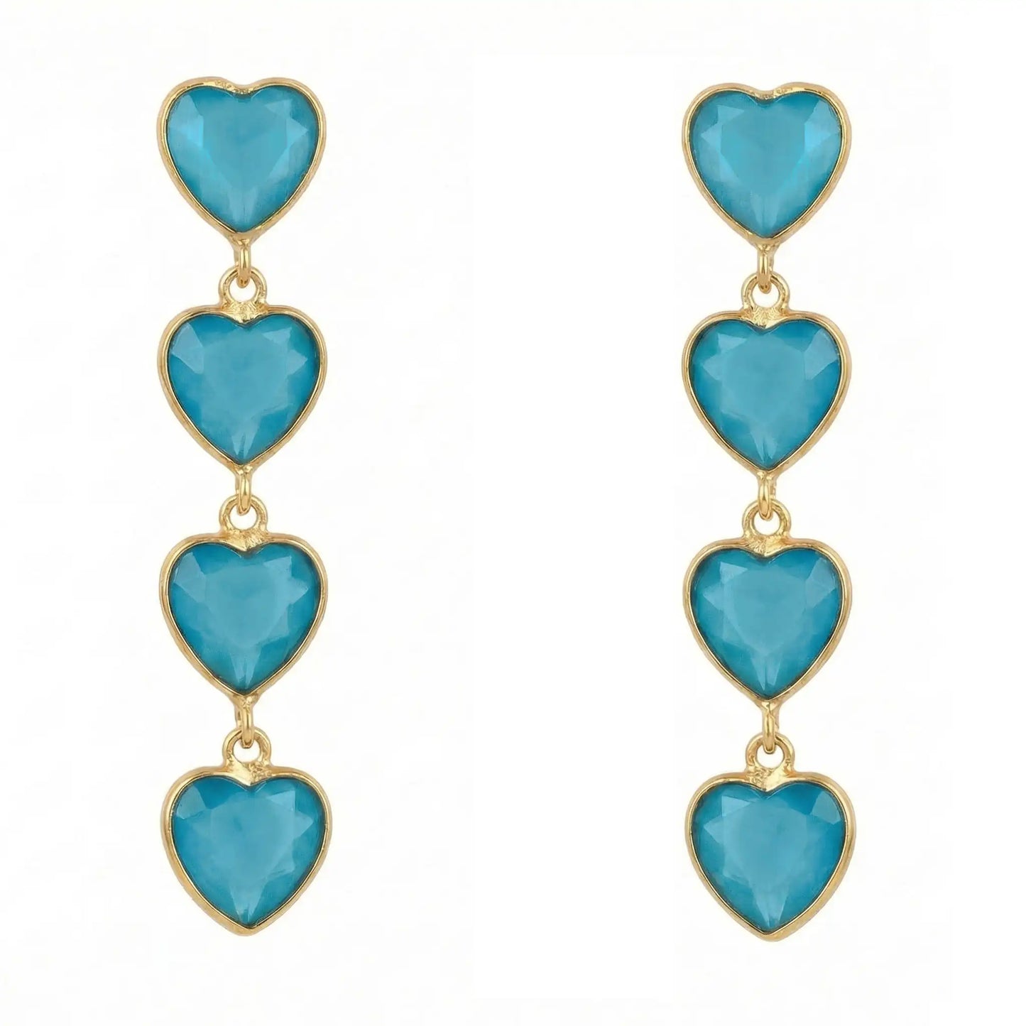 Pendientes Valan Corazones Azul Turquesa
