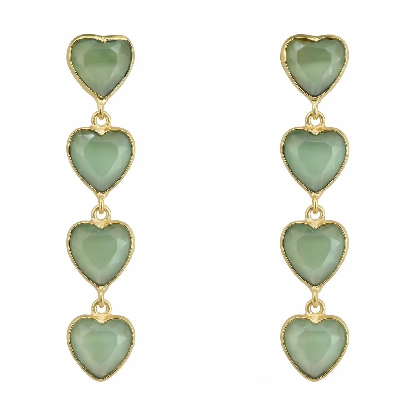 Pendientes Valan Corazones Verde Claro