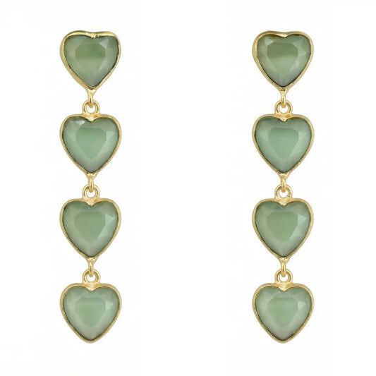 Pendientes Valan Corazones Verde Claro
