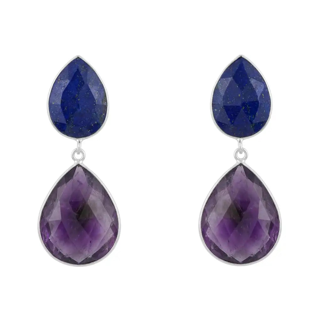 Pendientes Venus Ed. Limitada Plata Azul Lapis y Amatista