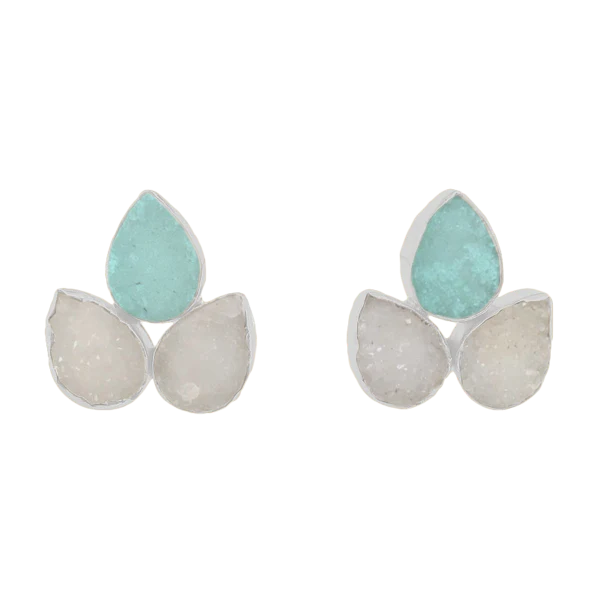 Pendientes Yoga Big Ed. Limitada Plata Azul Agua y Blanco