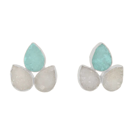 Pendientes Yoga Big Ed. Limitada Plata Azul Agua y Blanco