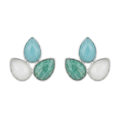 Pendientes Yoga Big Ed. Limitada Plata Verde Agua, Amazonita y Blanco