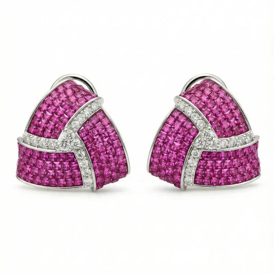 Venta Flash Vintage Pendientes Zira Ed. Limitada Plata Fucsia