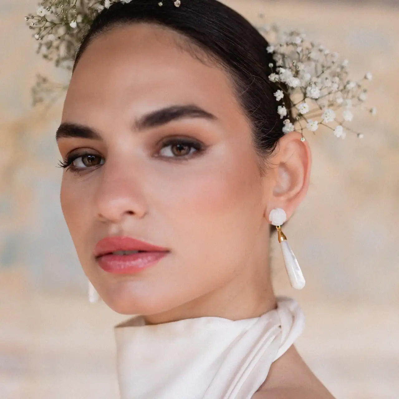 Pendientes Alumbrao Blanco Nácar