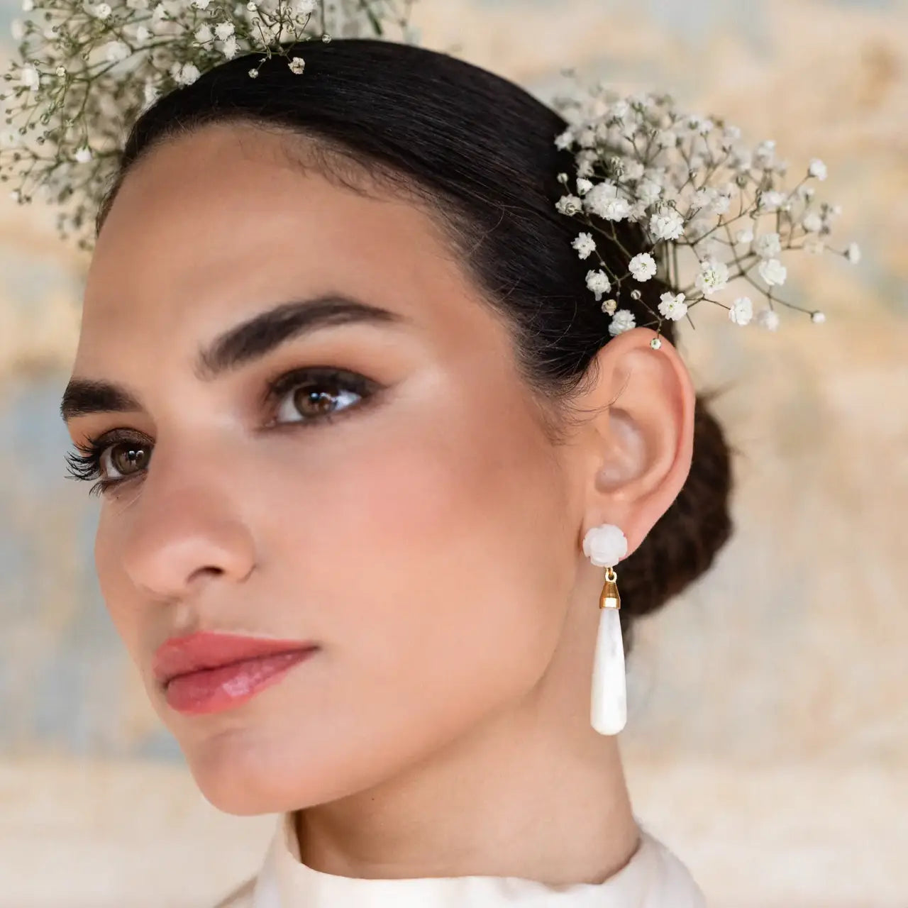 Pendientes Alumbrao Blanco Nácar