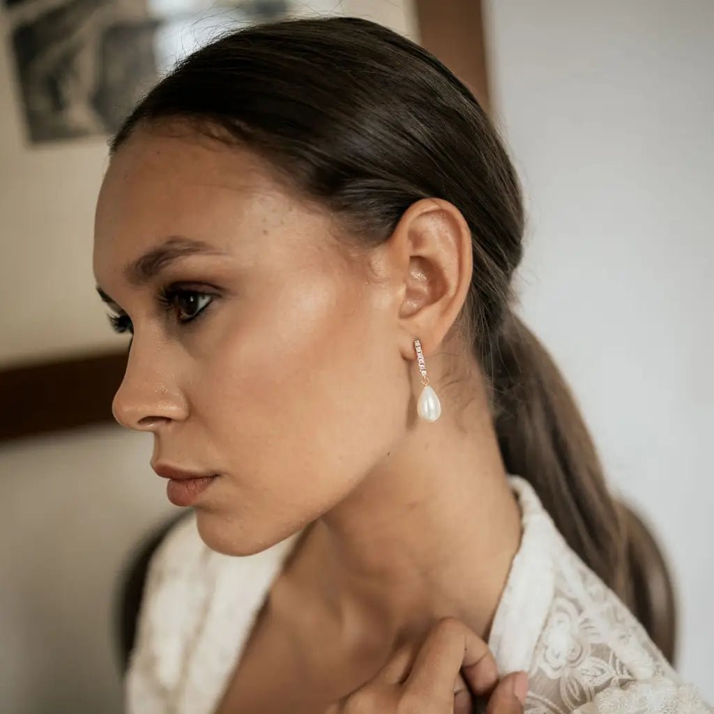 Pendientes Imperial Gota Shine Perla