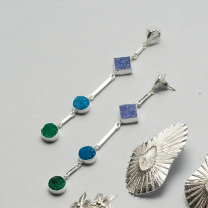 Pendientes Atocha Ed. Limitada Plata Azul. Turquesa y Verde
