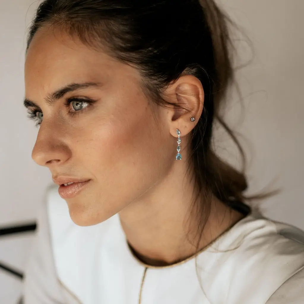 Pendientes Candile Plata Azul Claro