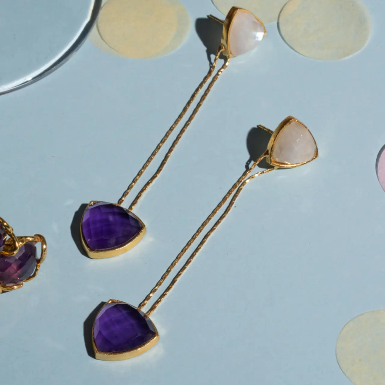 Pendientes Capuchina Piedra Lunar y Morado
