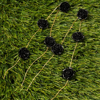 Pendientes Carmesí 4 Flores Negro