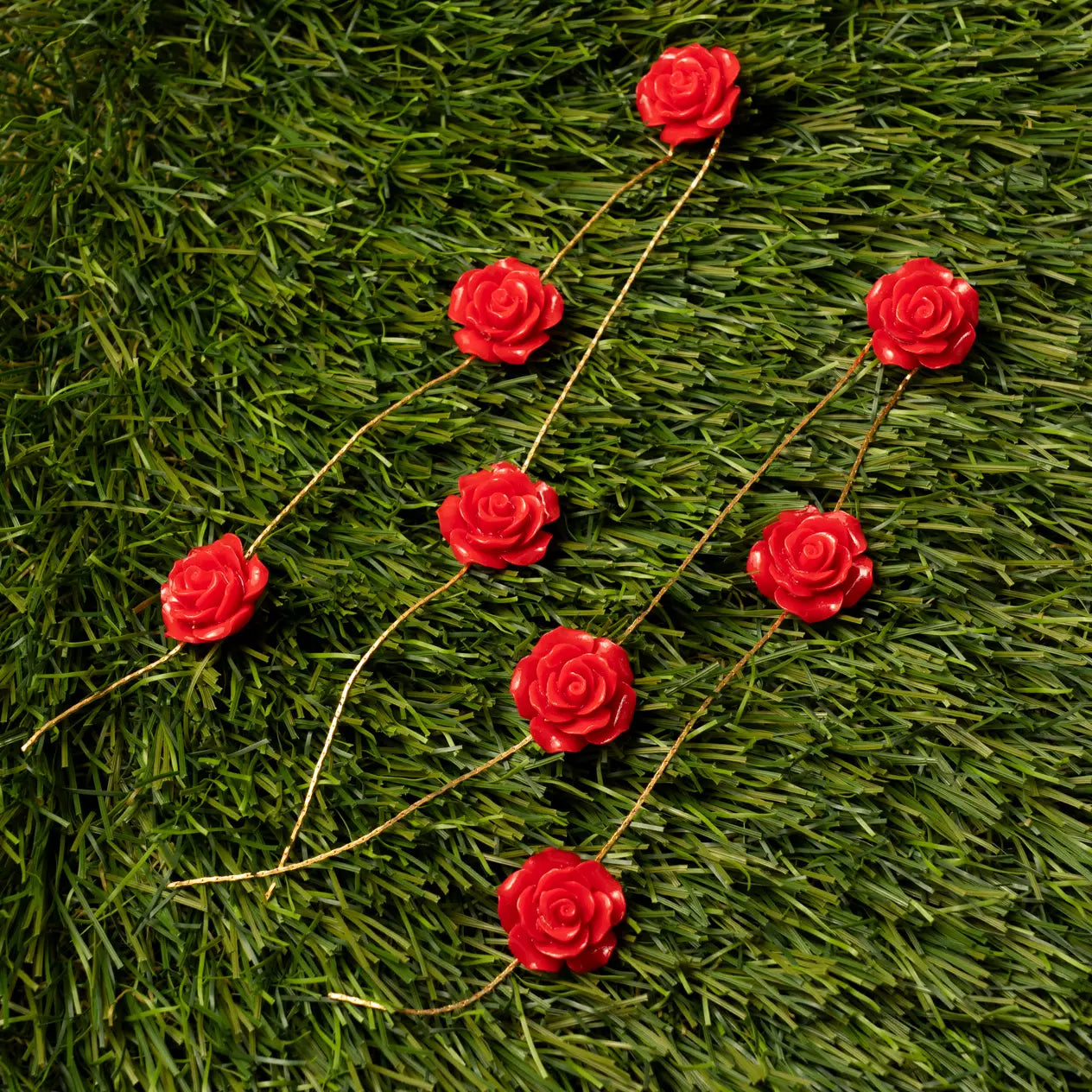 Pendientes Carmesí 4 Flores Rojo