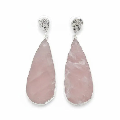 Pendientes Chloe Ed. Limitada Plata Rough Rosa Cuarzo