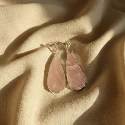 Pendientes Chloe Ed. Limitada Plata Rough Rosa Cuarzo